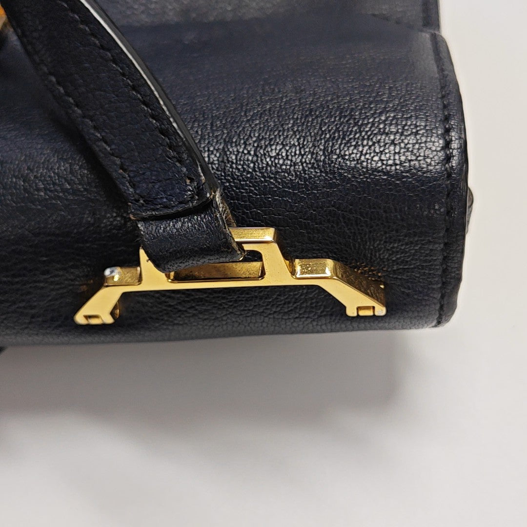 Calfskin Top Handle Bag Blue