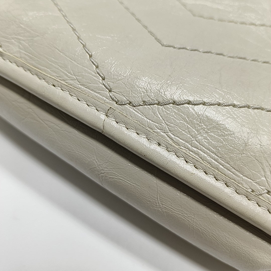 NIKI Small Chevron Calfskin White
