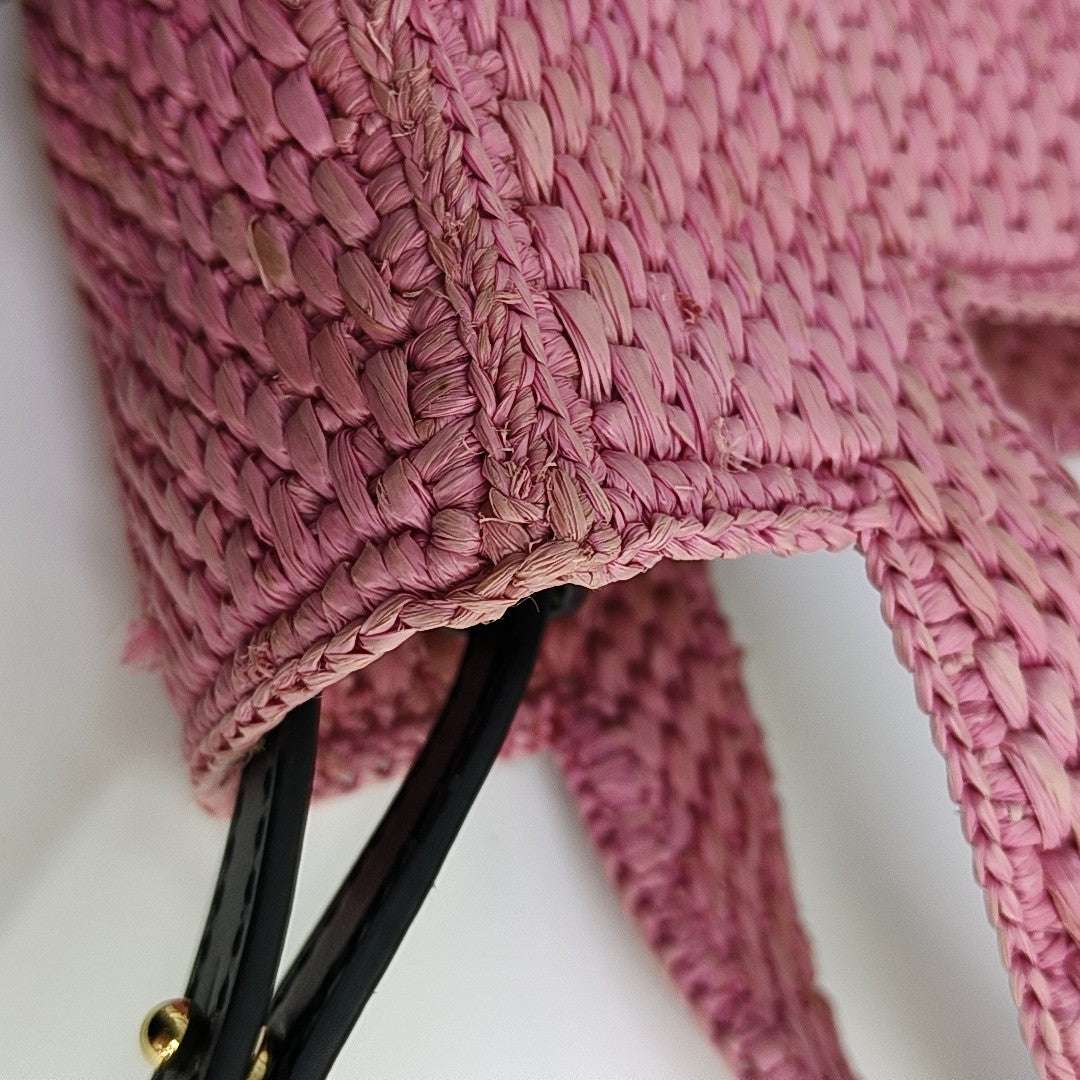 Font Tote Straw Pink