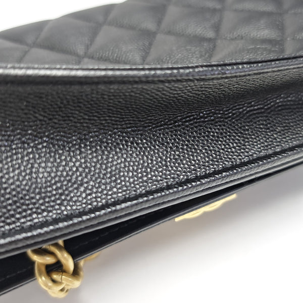 BOY CHANEL Mini Quilted Grained Calfskin Black
