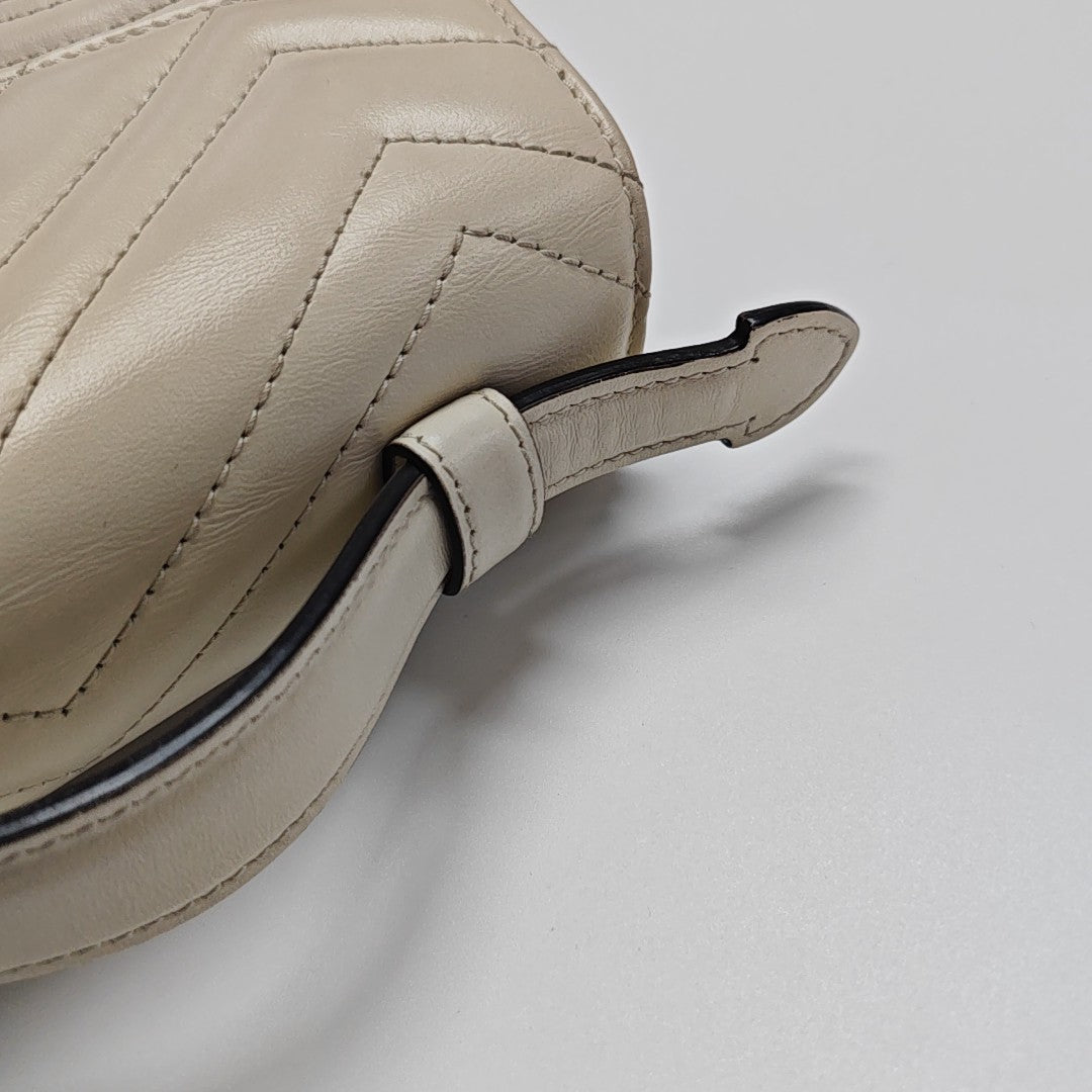 GG Marmont Mini Quilted Calfskin White