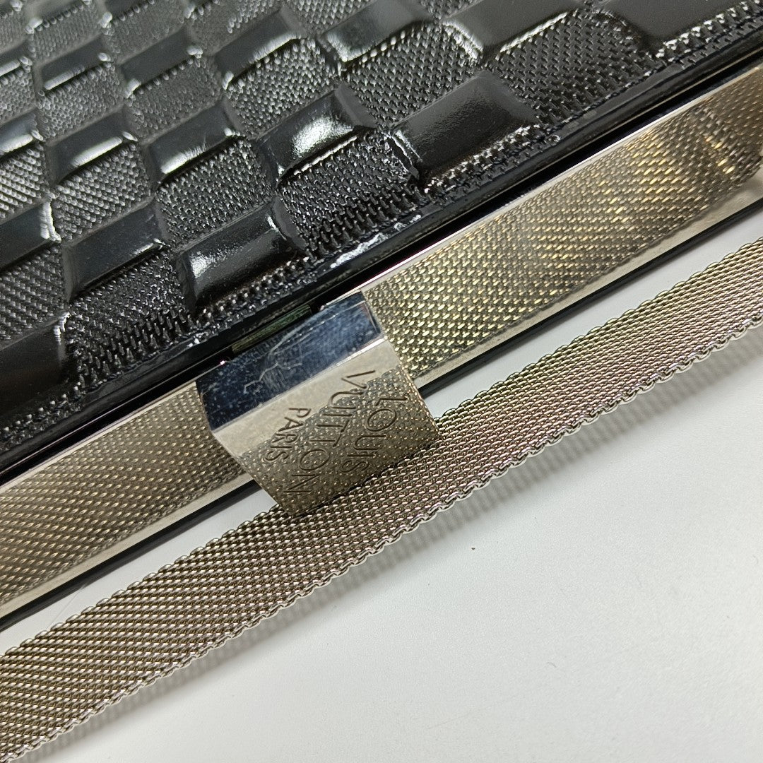 ANJU Damier Graphite Patent Leather Black