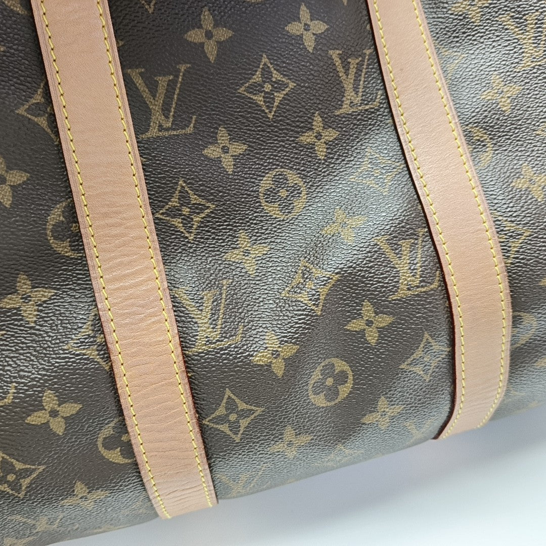 KEEPALL 50 Monogram Coated Canvas Brown