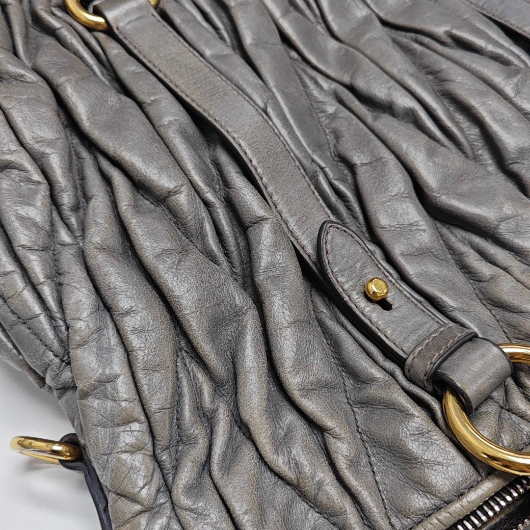 Quilted Calfskin Shoulder Bag Gray