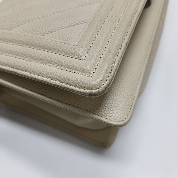 BOY CHANEL Medium Chevron Grained Calfskin White