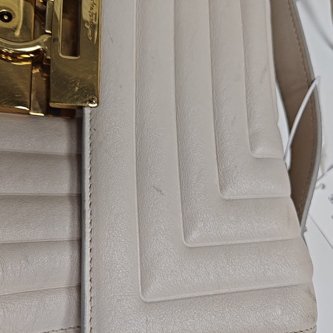 Gancino Quilted Calfskin White