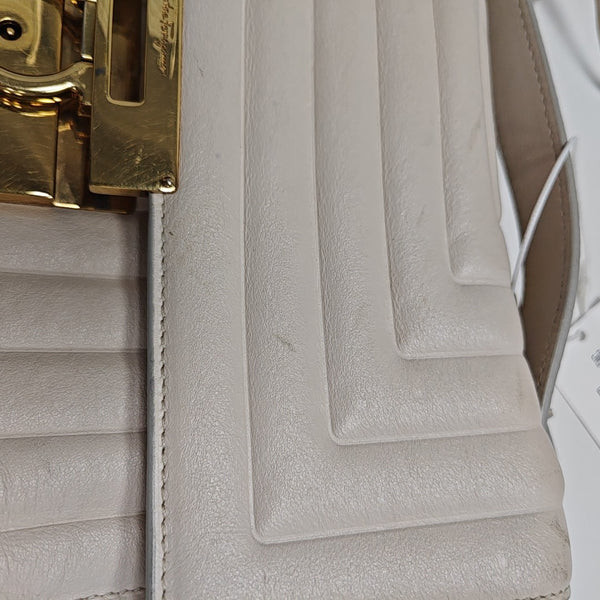 Gancino Quilted Calfskin White