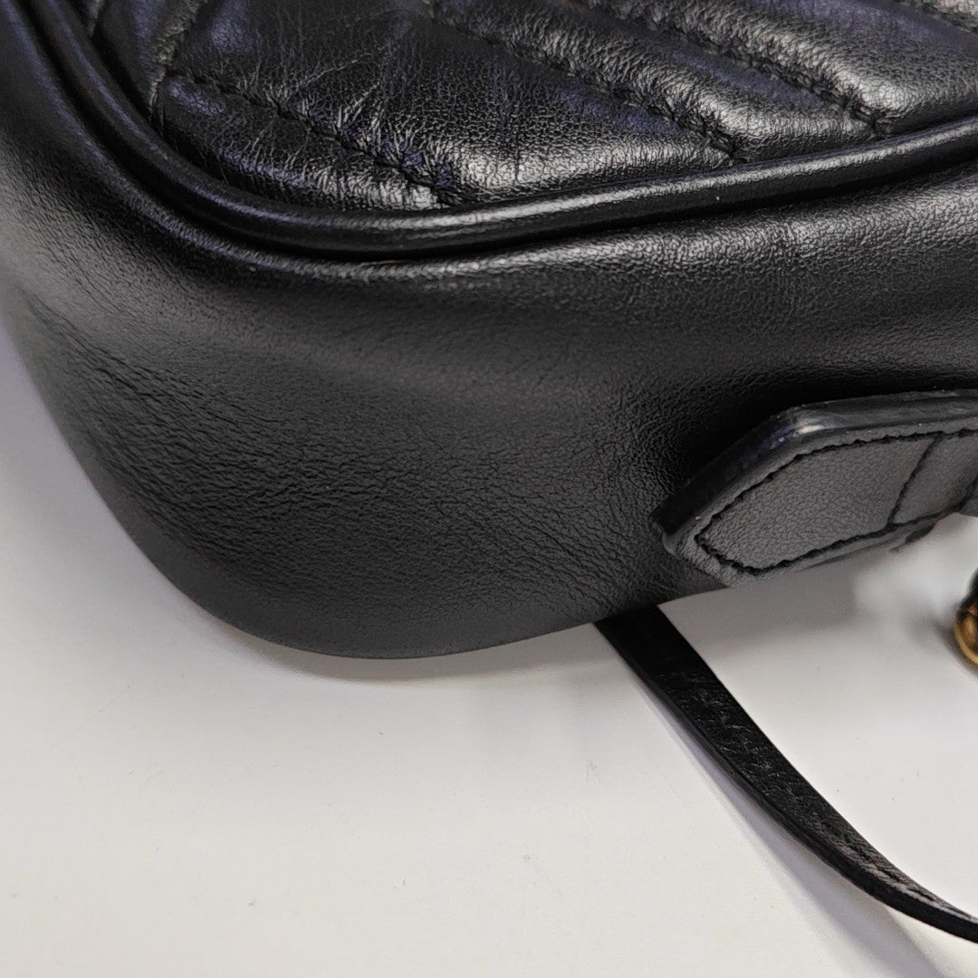 GG Marmont Mini Quilted Calfskin Black
