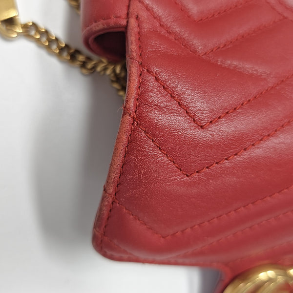 GG Marmont Mini Quilted Calfskin Red