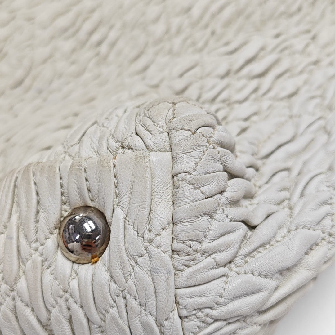 Quilted Lambskin Shoulder Bag White