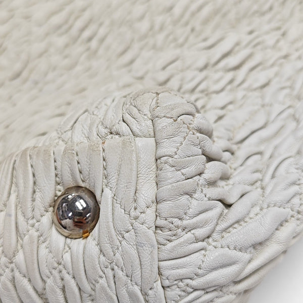 Quilted Lambskin Shoulder Bag White