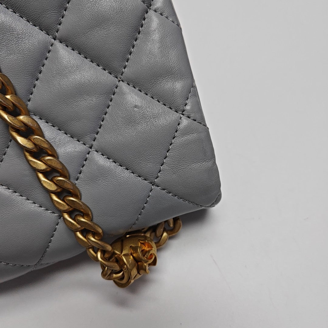 CLASSIC FLAP Mini Quilted Lambskin Gray