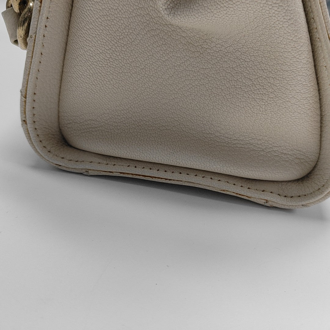 Quilted Grained Lambskin Shoulder Bag White