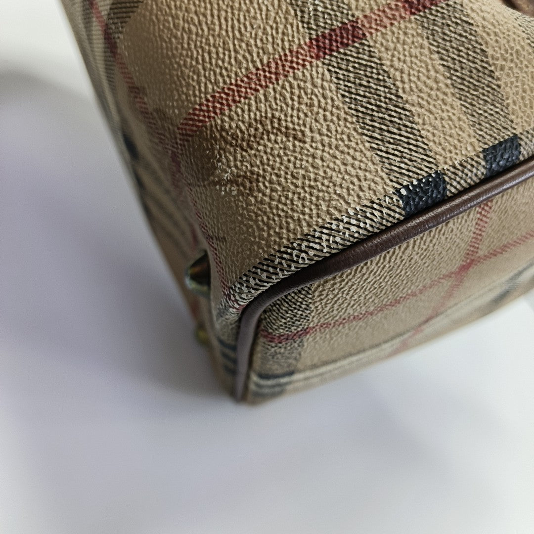 Coated Canvas Top Handle Bag Beige