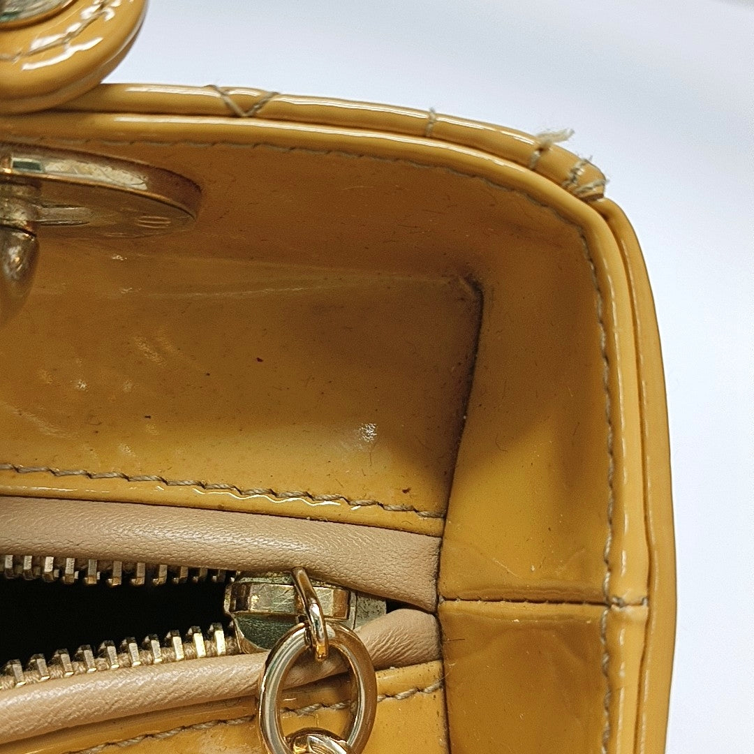Lady Dior Medium Cannage Patent Leather Yellow