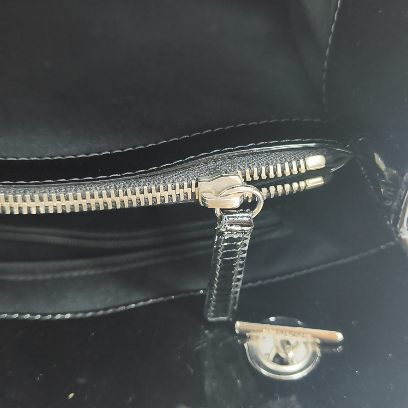 Quilted Patent Leather Tote Bag Black