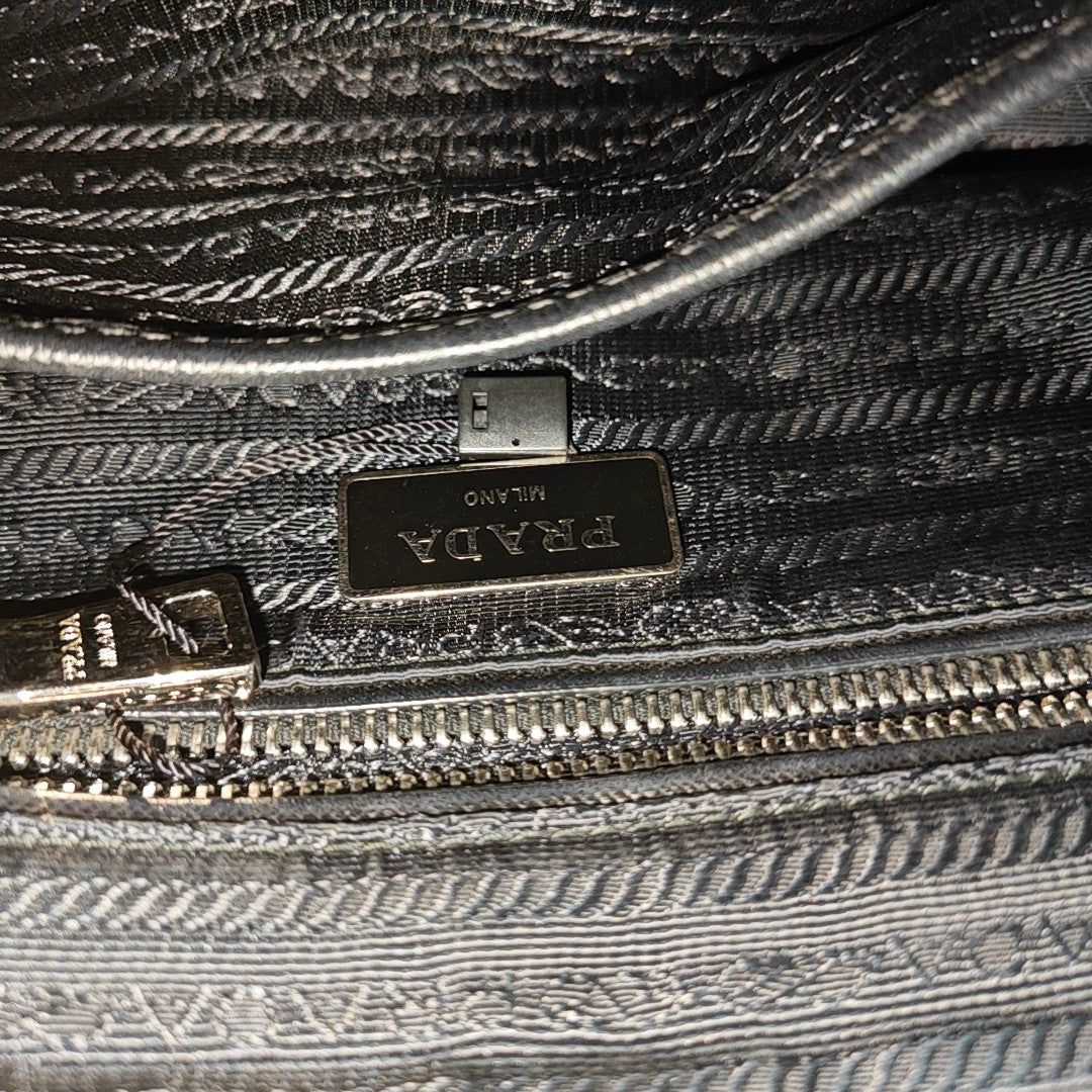 Quilted Nylon Shoulder Bag Black