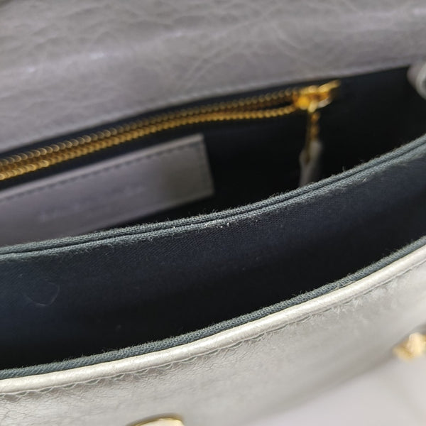 Classic Metallic Edge City Small Calfskin Gray