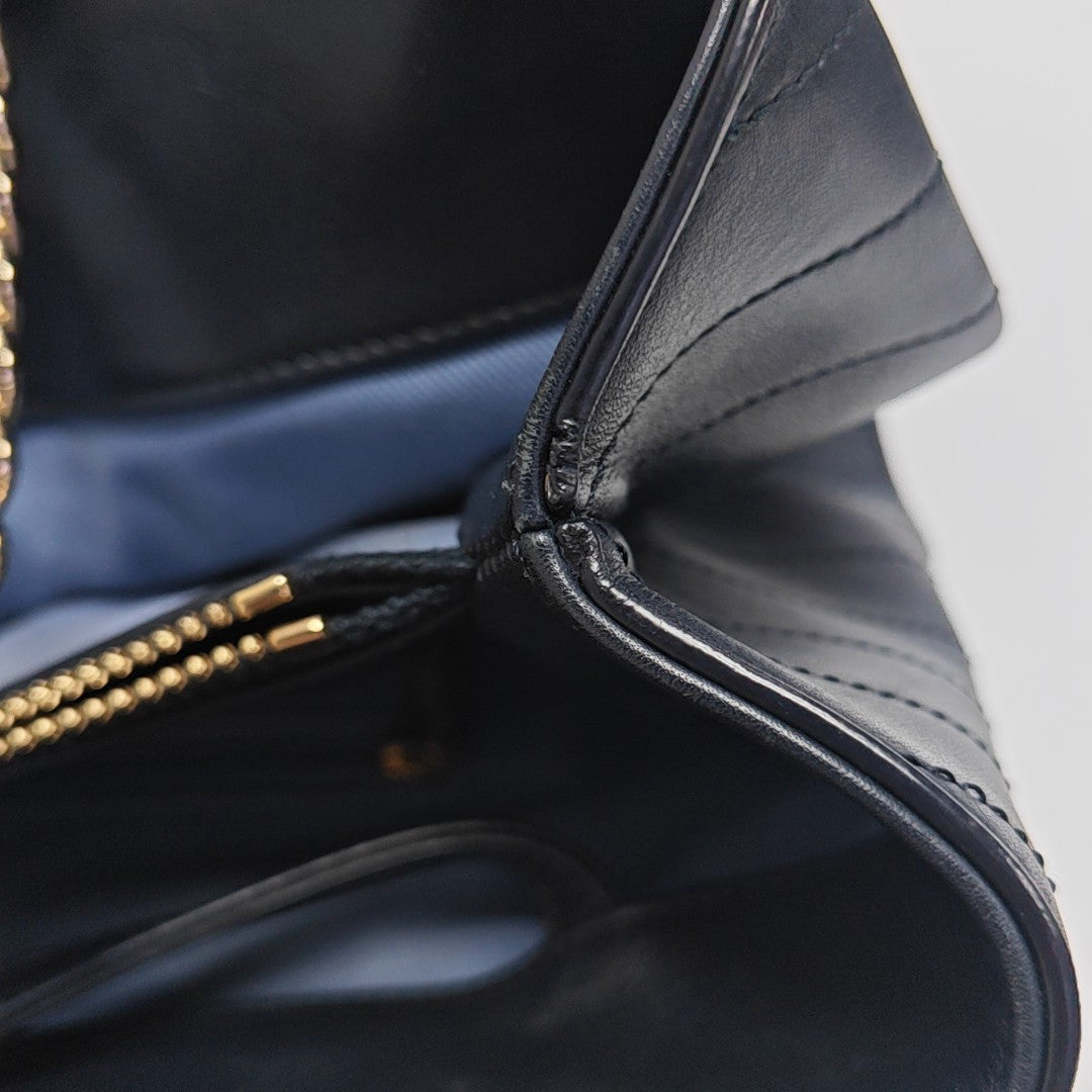 Chevron Calfskin Tote Bag Blue