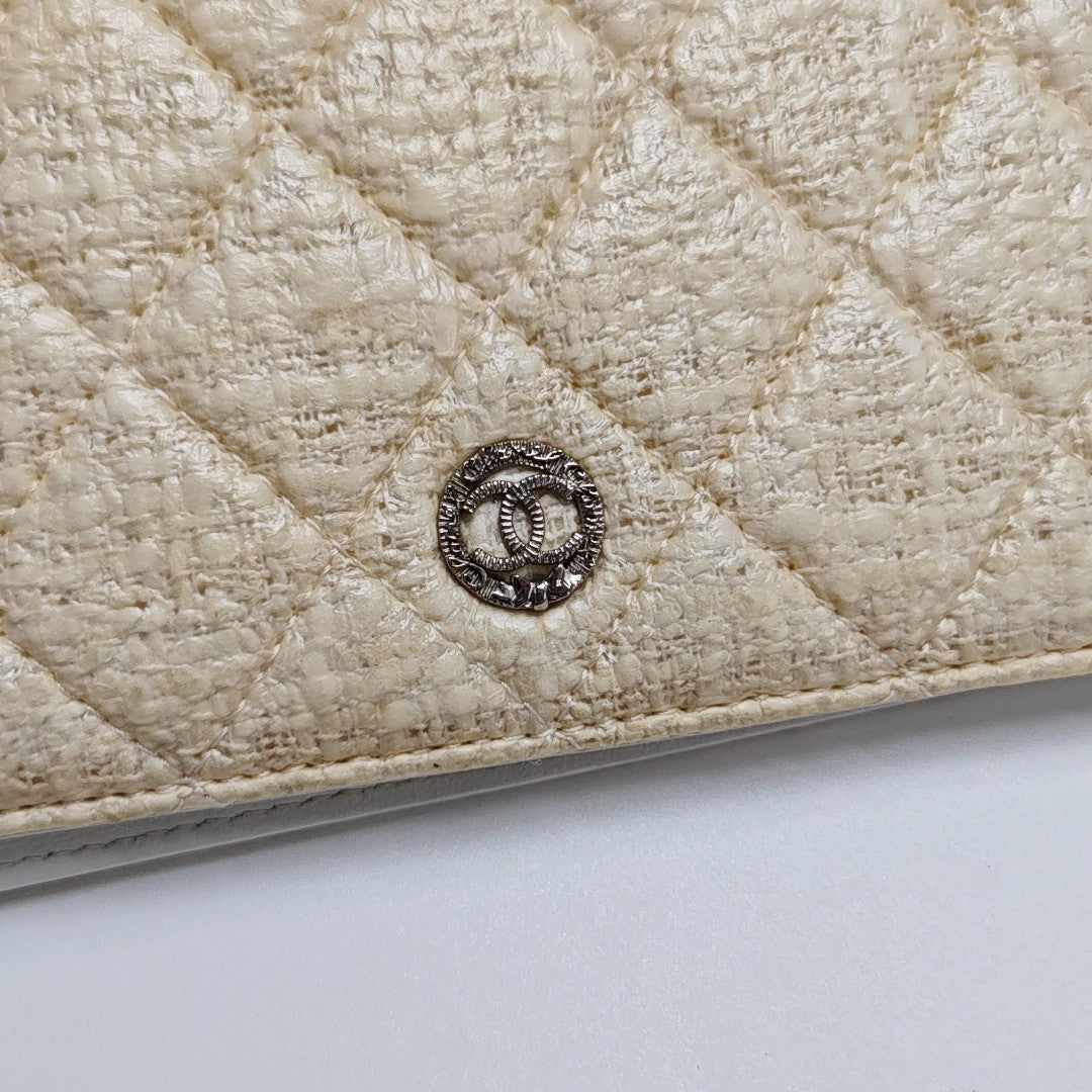 Quilted Special Material Wallet Beige