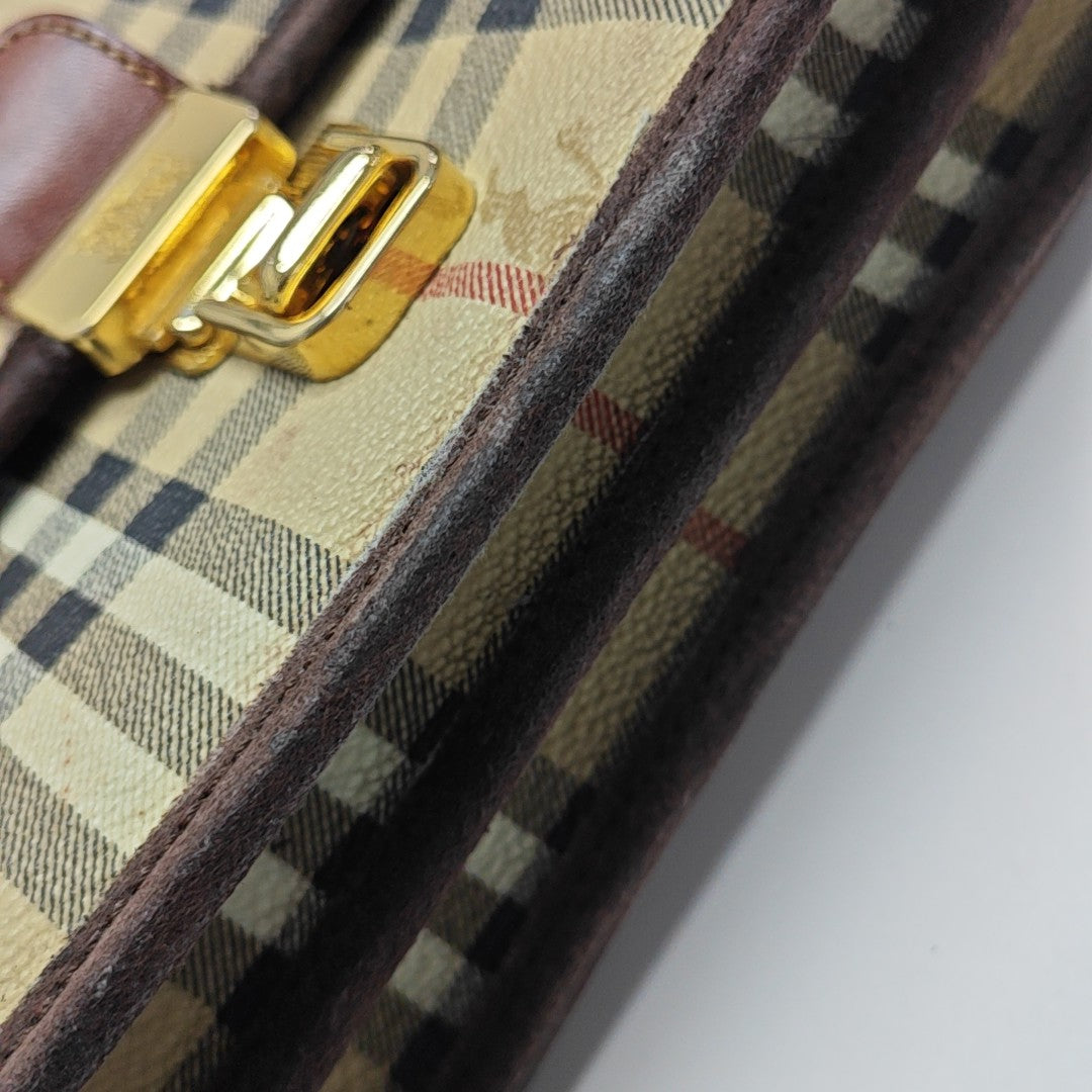 Coated Canvas Shoulder Bag Brown