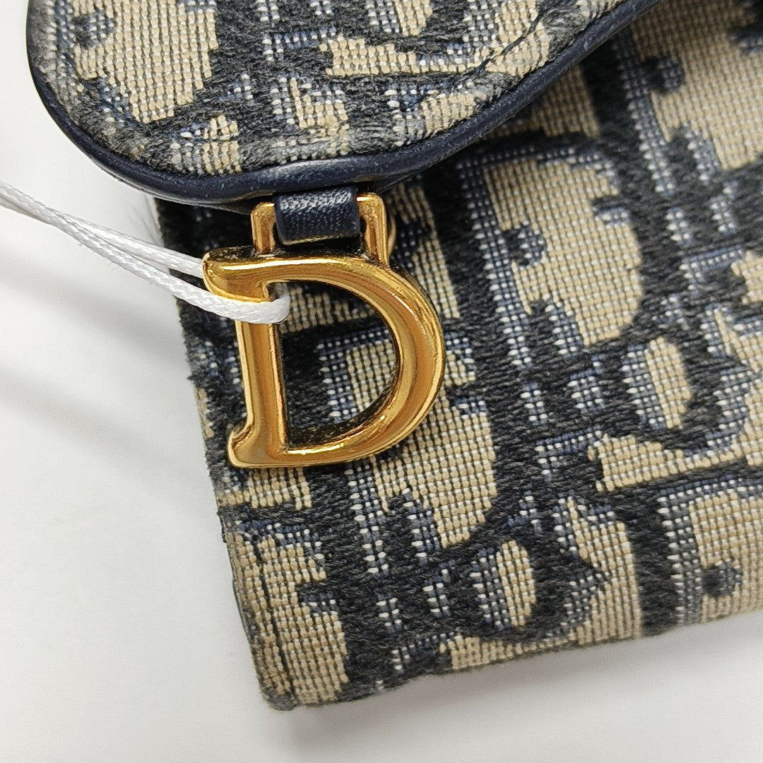 Saddle Mini Oblique Canvas Blue Wallet