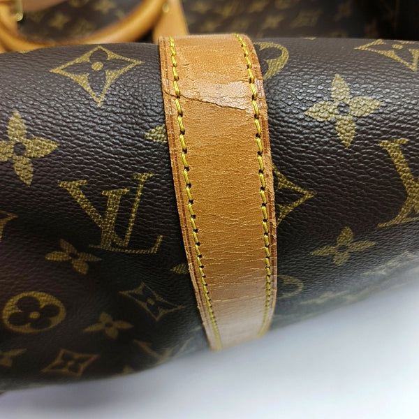 KEEPALL 50 Monogram Coated Canvas Brown