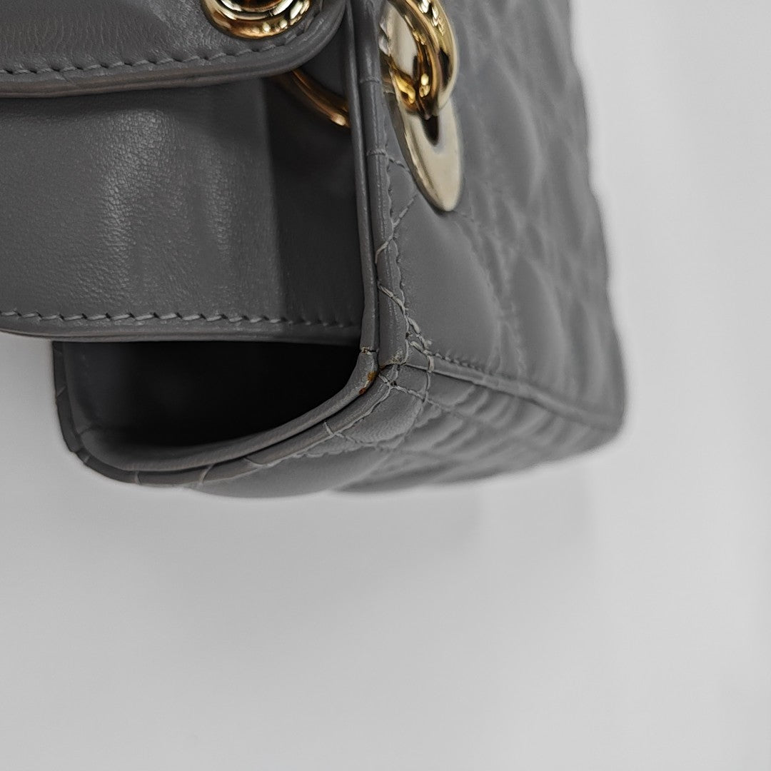 Lady Dior Small Cannage Lambskin Gray