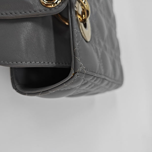 Lady Dior Small Cannage Lambskin Gray