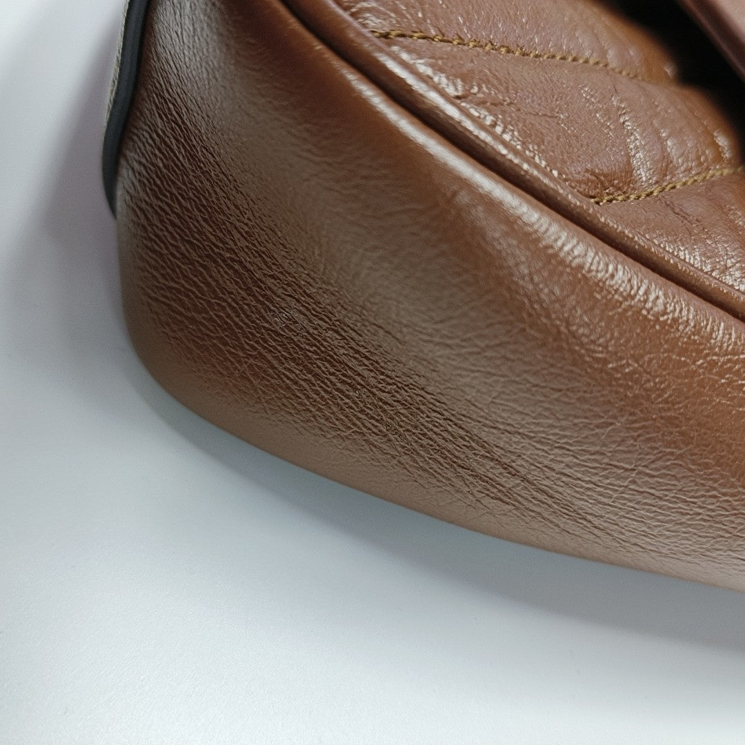 GG Marmont Small Quilted Calfskin Brown