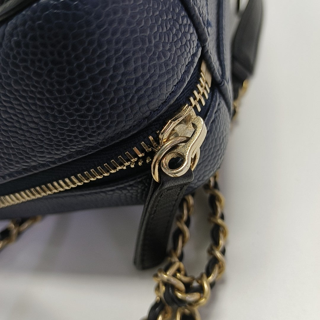 FILIGREE Small Quilted Grained Calfskin Blue