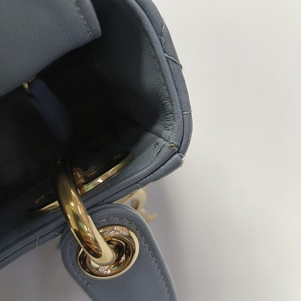 Lady Dior Mini Cannage Lambskin Blue