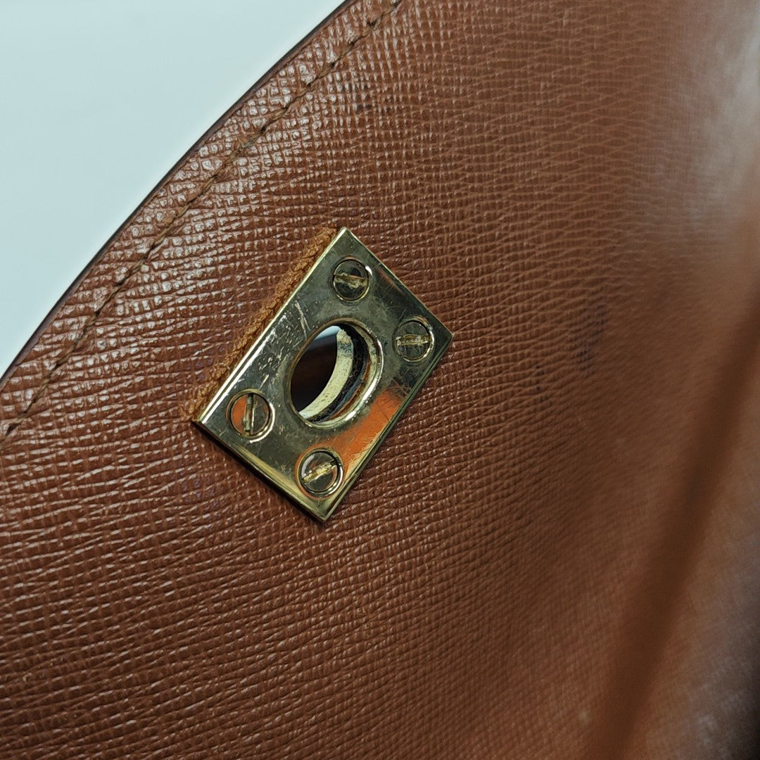 Coated Canvas Top Handle Bag Brown