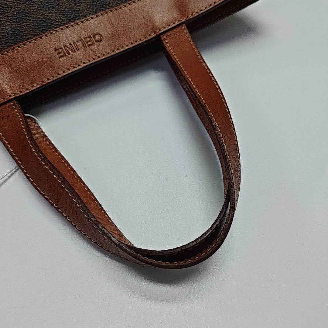 Coated Canvas Top Handle Bag Brown