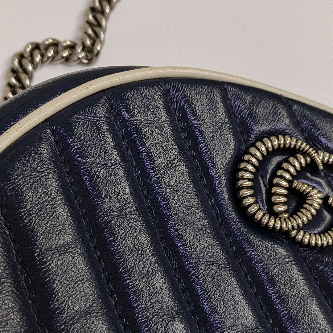 GG Marmont Mini Quilted Calfskin Blue