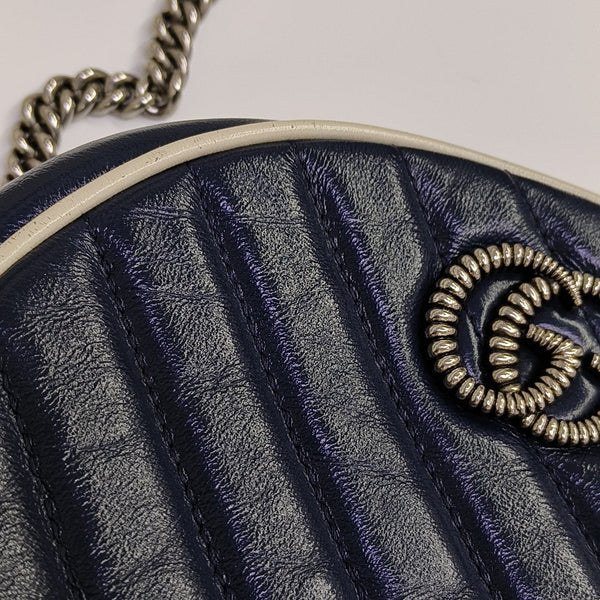 GG Marmont Mini Quilted Calfskin Blue