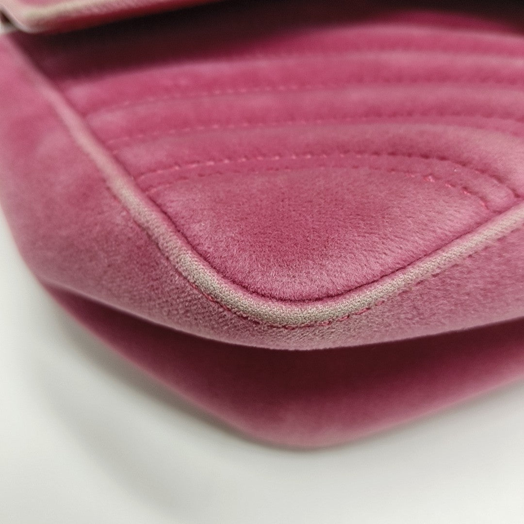 GG Marmont Medium Quilted Velvet Pink