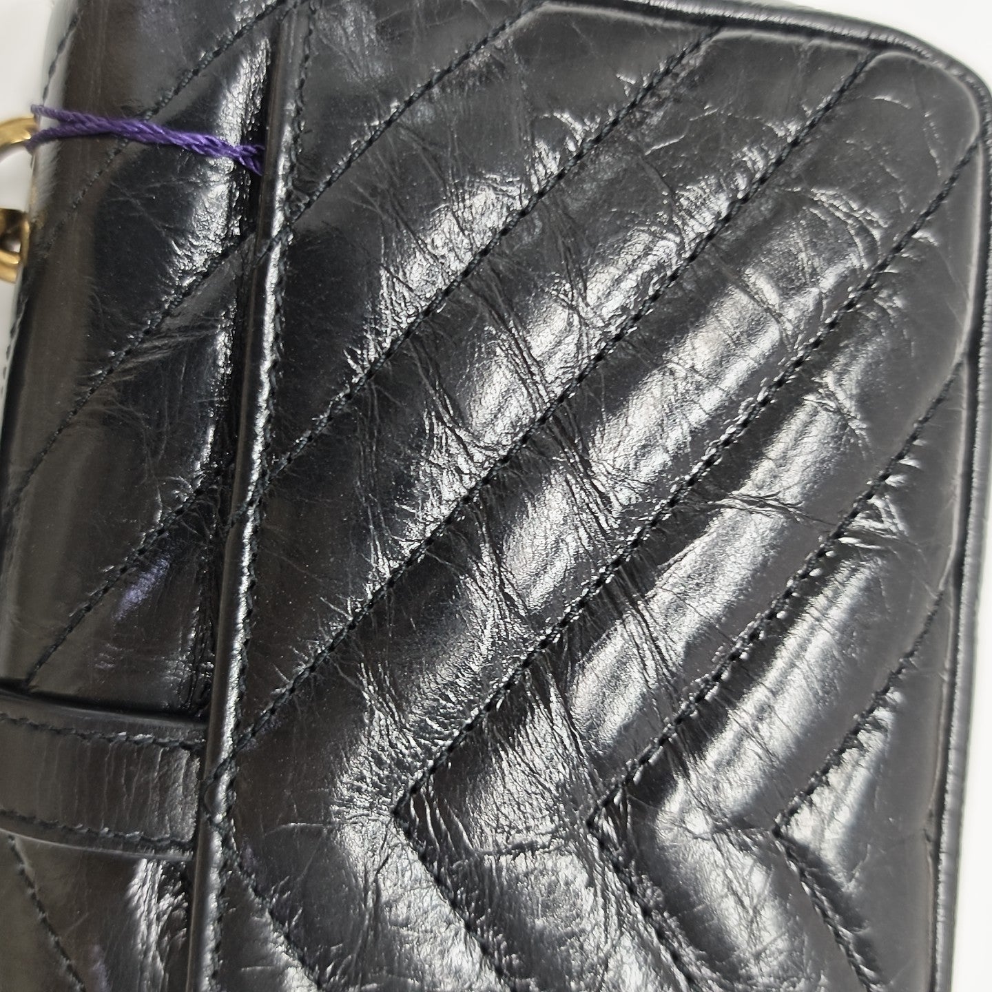 ENVELOPE Small Chevron Calfskin Black