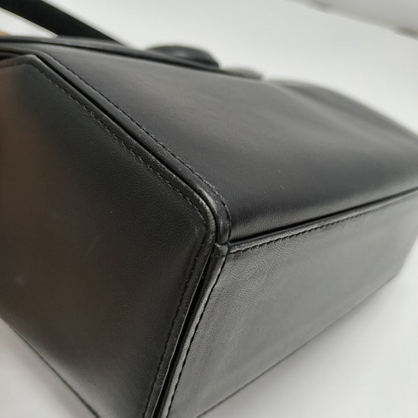 Calfskin Top Handle Bag Black