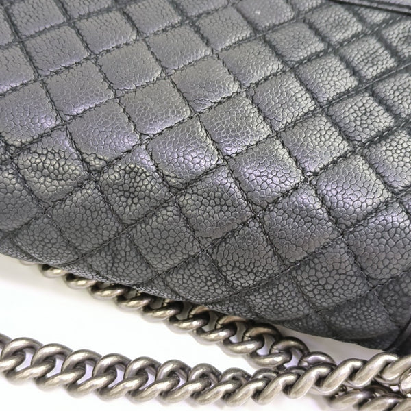 BOY CHANEL Medium Quilted Grained Calfskin Black