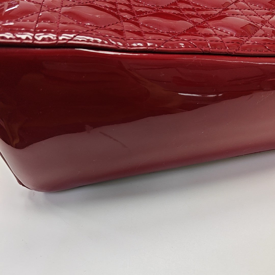 Lady Dior Large Cannage Patent Leather Red