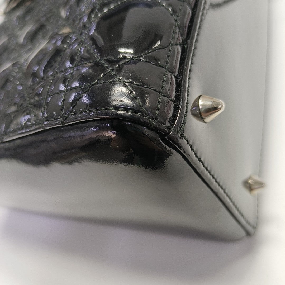 Lady Dior Medium Cannage Patent Leather Black