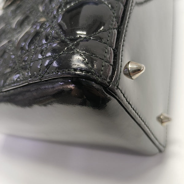 Lady Dior Medium Cannage Patent Leather Black