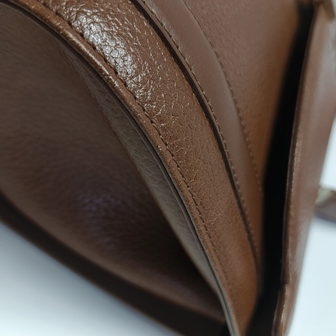Calfskin Top Handle Bag Brown