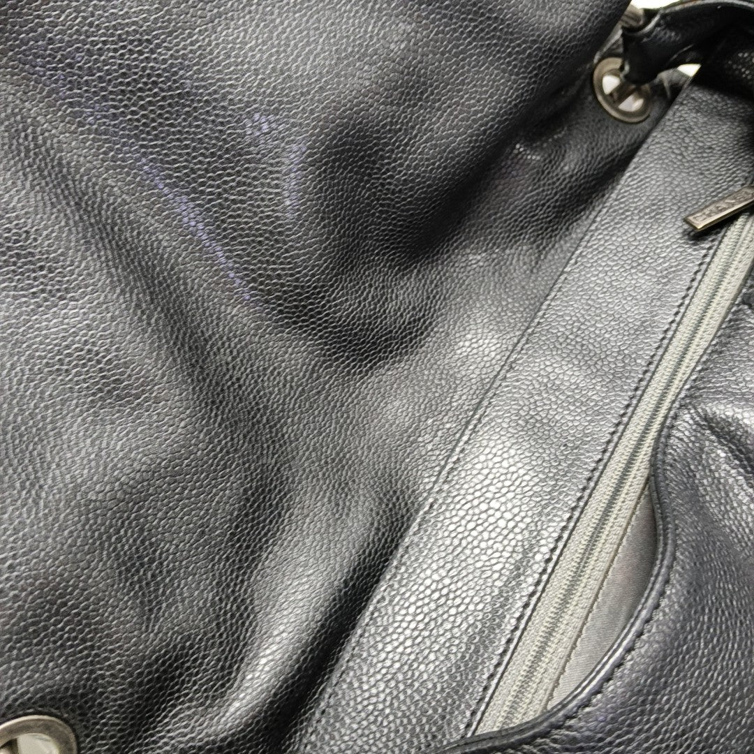 Quilted Grained Calfskin Top Handle Bag Gray