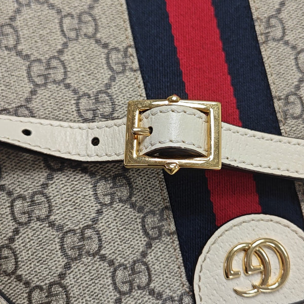 Ophidia Small Monogram Coated Canvas Beige