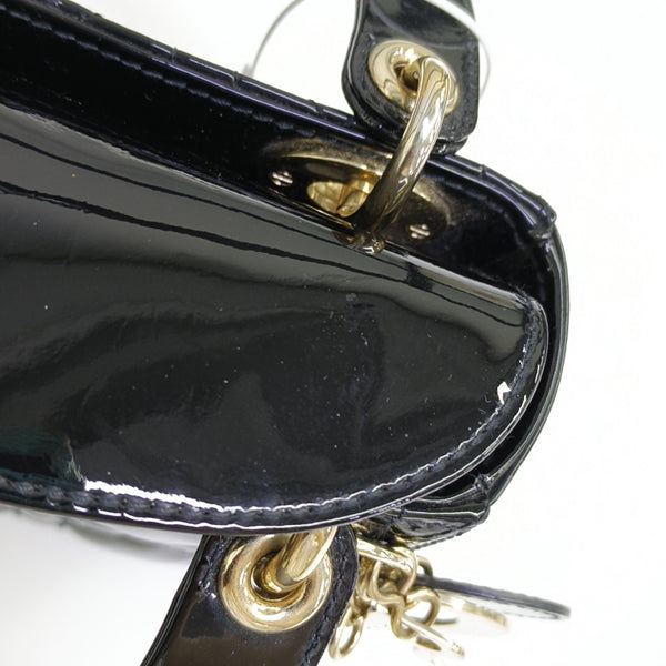 Lady Dior Mini Cannage Patent Leather Black