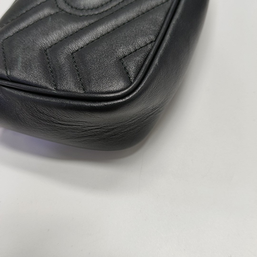 GG Marmont Mini Quilted Calfskin Black