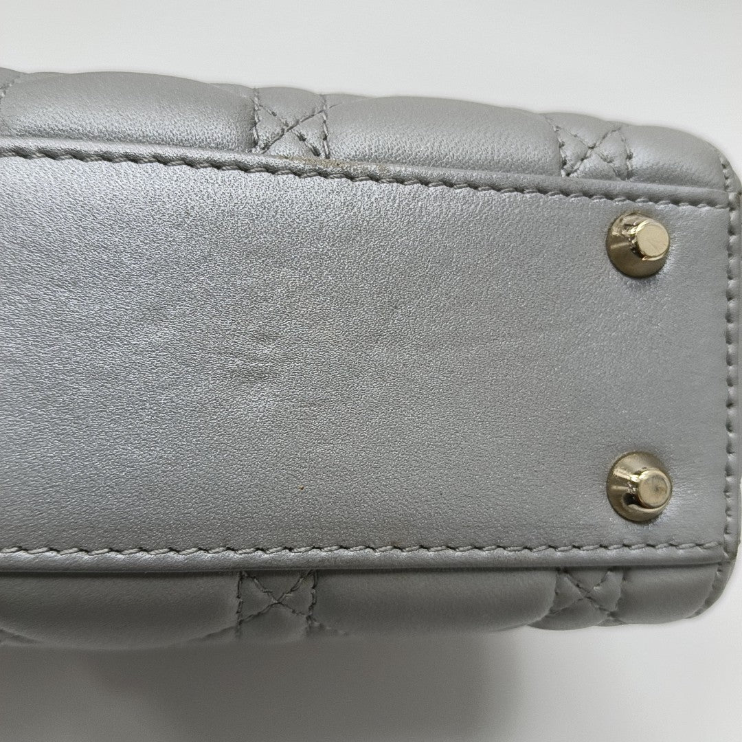 Lady Dior Mini Cannage Lambskin Gray