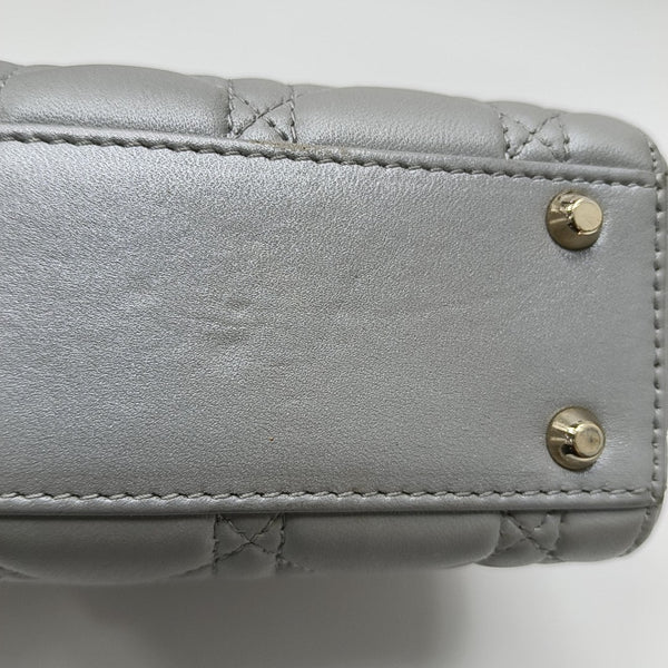 Lady Dior Mini Cannage Lambskin Gray